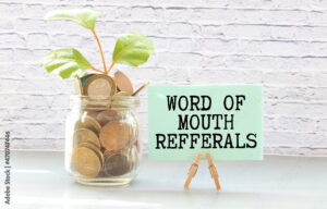 mouth refferals word written on wood block. mouth refferals text on table, concept